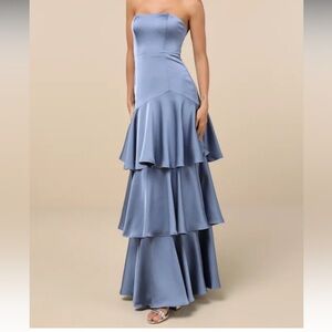 Strapless tiered ruffle dress